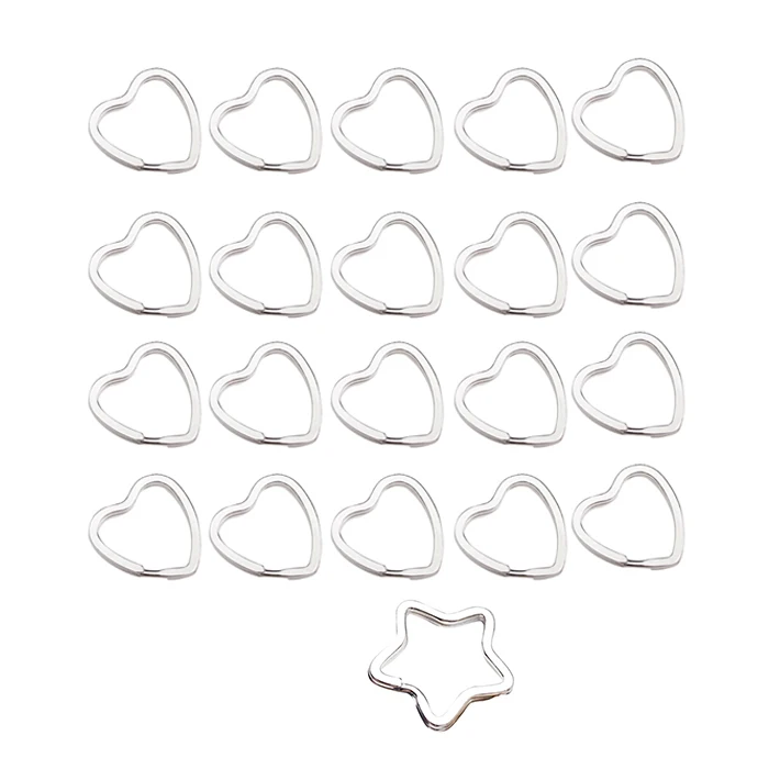 

20Pcs Heart-Shaped Split Rings Key Rings & 20pcs Split Key Ring Star Shape