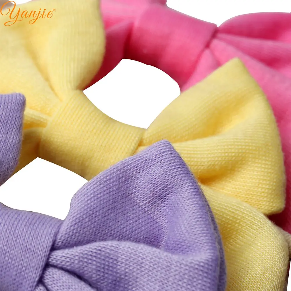 3pcs/set 3'' Cotton Bow With Khaki Nylon Headbands For Girls Solid Hair Bows Thin Elastic Nylon Headband Hair Accessories