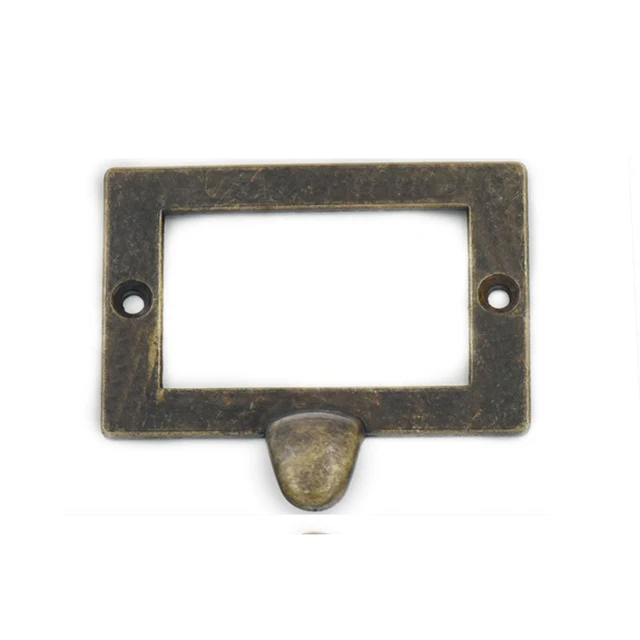 Vintage Label File Name Card Holder Drawer Pulls Handle Library