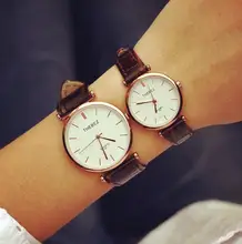 De Negocios de lujo de Oro Rosa de Plata de Cuero Genuino Vestido Reloj de pulsera de Cuarzo Horas Reloj para Hombres Mujeres Dial Redondo