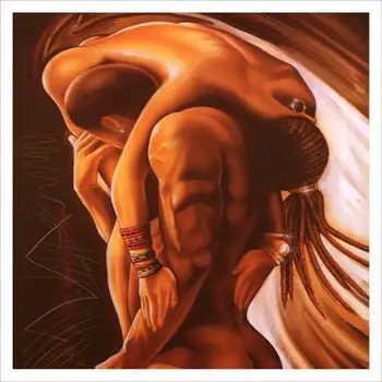 

free shipping wall art decoration pictures black sexy man women nude art oil painting canvas printings printed on canvas