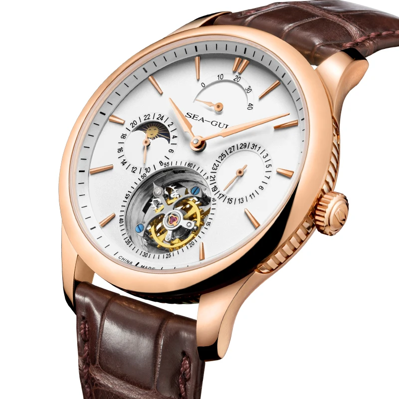 Seagull Tourbillon часы с датой запас мощности День Ночь индикатор ручной Ветер Механические Мужские часы 518,937 с сертификацией