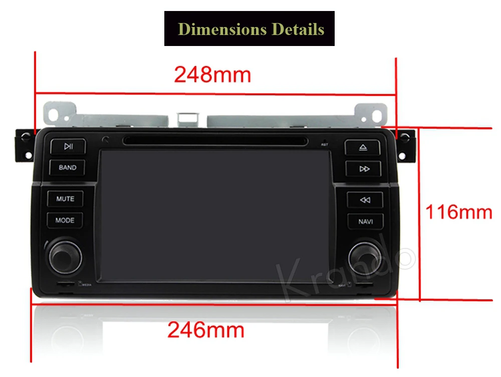 Clearance Krando Android 8.1 car radio gps dvd player android navigation multimedia for bmw e46 m3 rover 75 ZT MG 1998-2005 WIFI 3G DAB+ 5