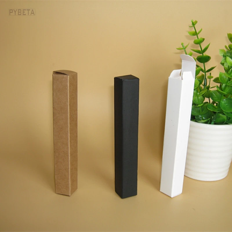

100pcs- 1.6*1.6*14cm Blank Kraft Paper Pen Box White Paper Black Paper Eyeliner Pen Lipstick Sample Gift Packaging Boxes