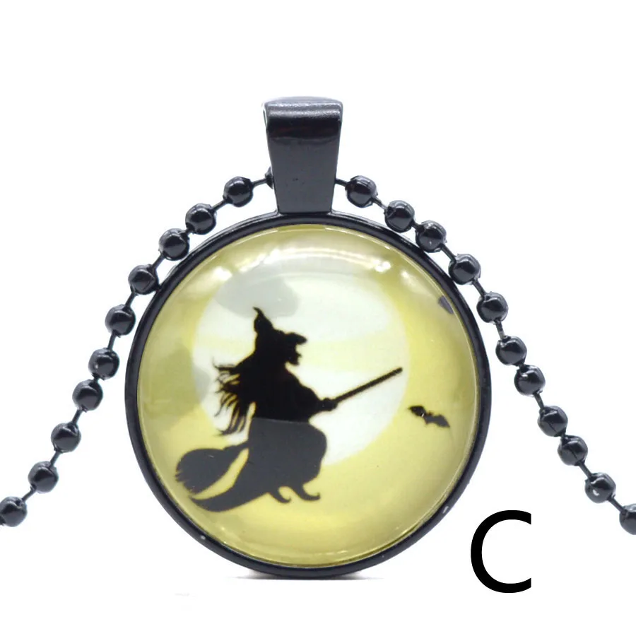 1 шт. Хэллоуин колдунья кристалл кулон из кабошона Модные Серебристые Цвет цепи