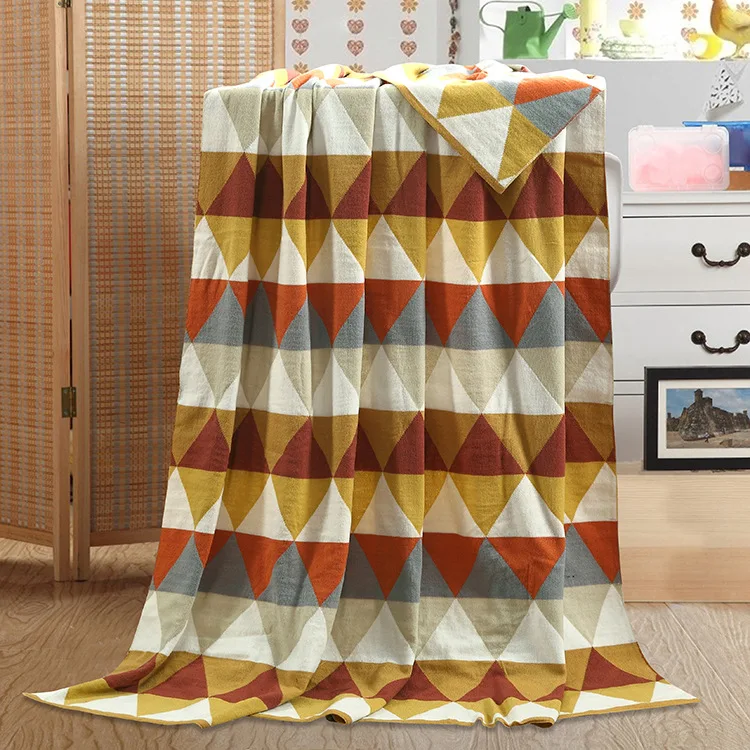Triangular lattice knitted wool blanket acting Europe and the United States colorful children's