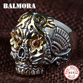 

BALMORA Solid 925 Sterling Silver Skull Open Rings for Women Men Gift Vintage Fashion Ring Thai Silver Jewelry Anillos SY21586