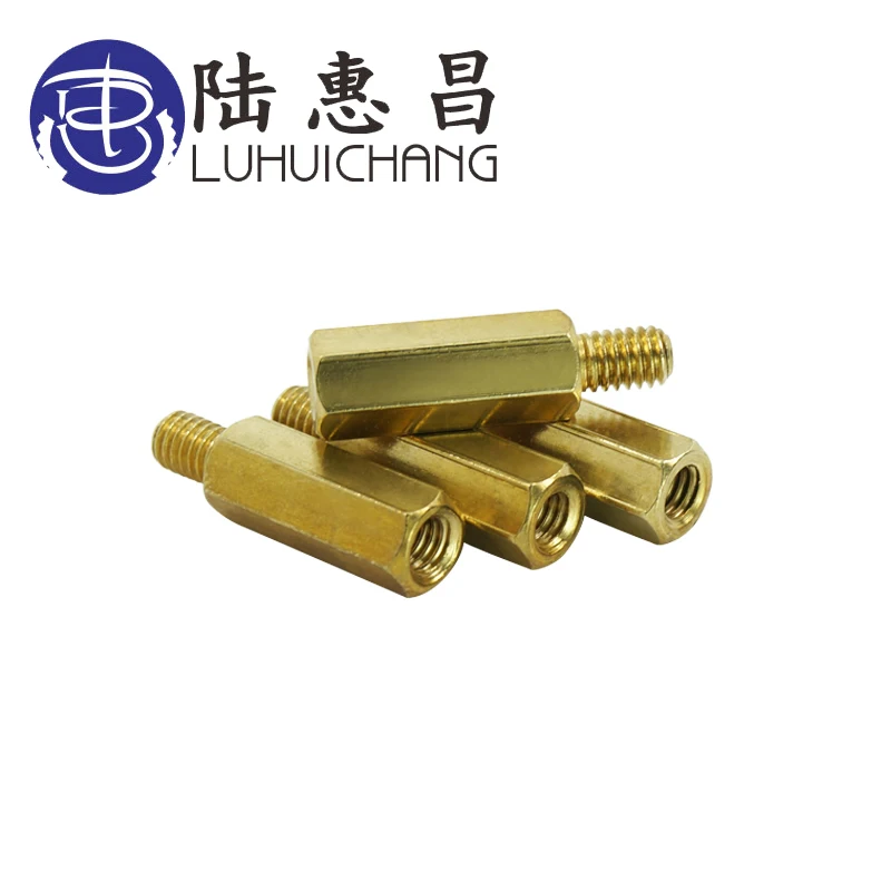 luhuichang 30Pcs M3*L+6mm Hex Head Brass Spacer Nut Copper Insert Threaded Pillar PCB Computer Motherboard Female Male Standoff