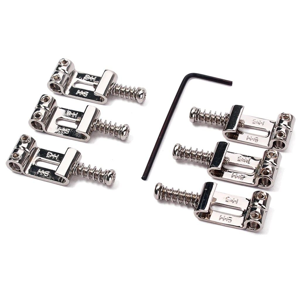 Professional Chrome Plated 6pcs Saddle Bridge For Telecaster Electric Guitar W/ L Wrench Musical Instruments Guitar Parts Access