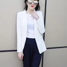 Большой размер Блейзер Женский элегантный длинный рукав белый черный Блейзер Женская Офисная Женская куртка Американский Блейзер A3303