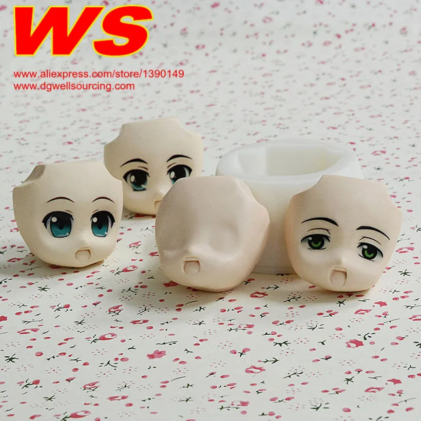 3pcs/set silicone face molds 3d silicon face mold fondant cake decorating tools set gumpaste mould kids festival cake decoration