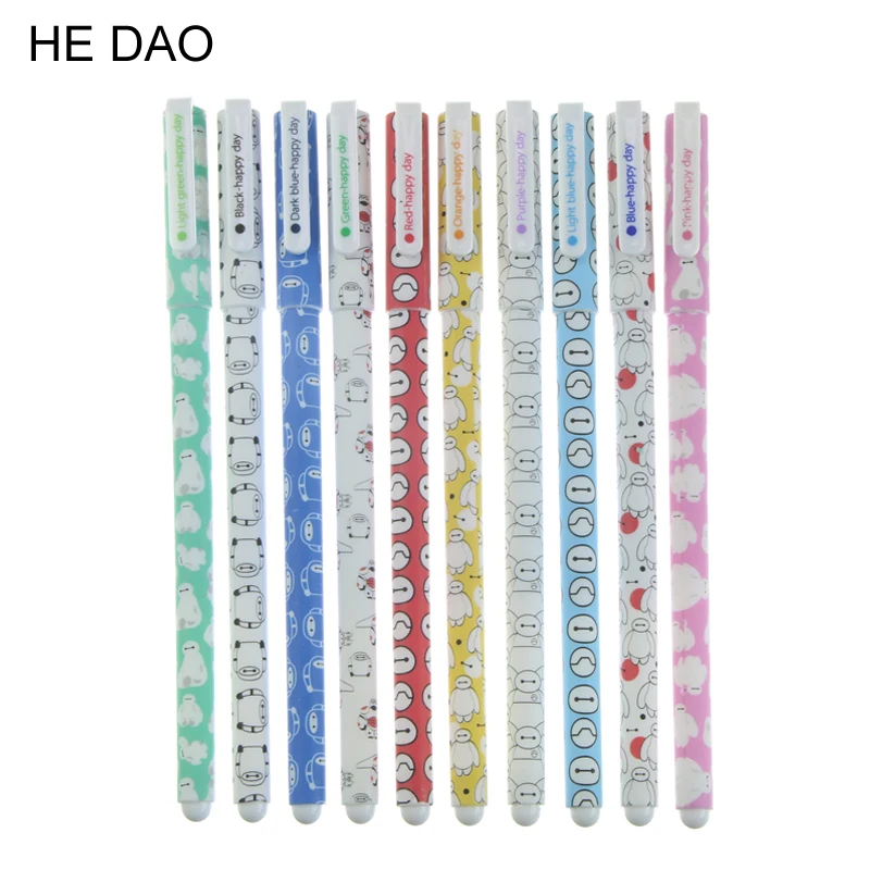 

10 Pcs/pack, Stationery Wholesale Baymax Pen Ten Color Gel Pen Color Gel Pen Pen Gift Office Material School Supplies