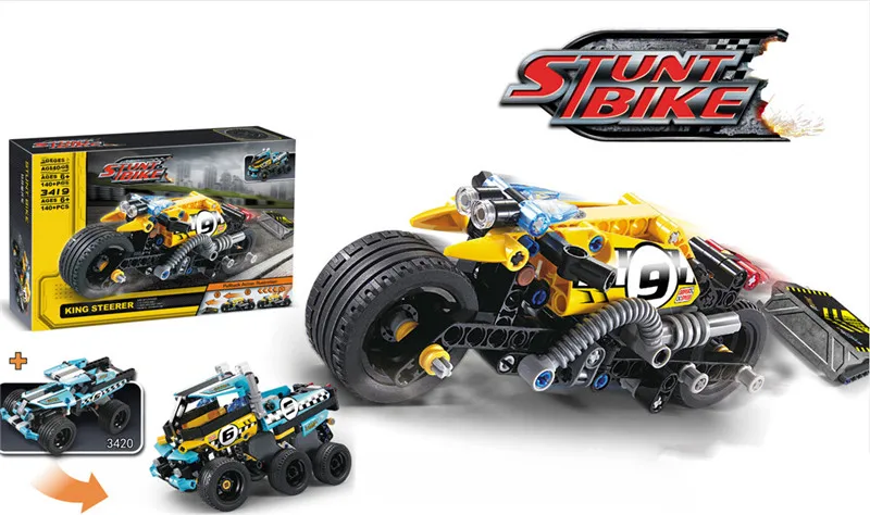 38001 автомобили Monster Truck 2 в 1 Formula Buggy внедорожная высокоскоростная машина с большой ногой техника строительные блоки игрушки для хобби 42037