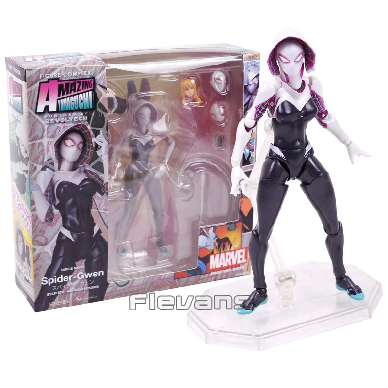 boxed Тинейджеров Revoltech серии № 004 человек паук Гвен Стейси паук Гвен ПВХ, движущаяся фигурка, Коллекционная модель, игрушка(15 см - Цвет: boxed