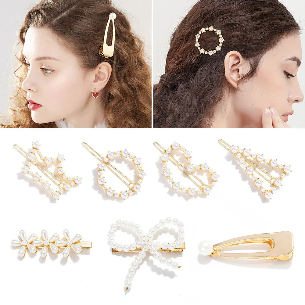 1 шт., Женские Геометрические нерегулярные жемчужные шпильки для волос для девочек, аксессуары, деликатные зажимы для волос, женские заколки для волос, заколки для волос, головные уборы 959