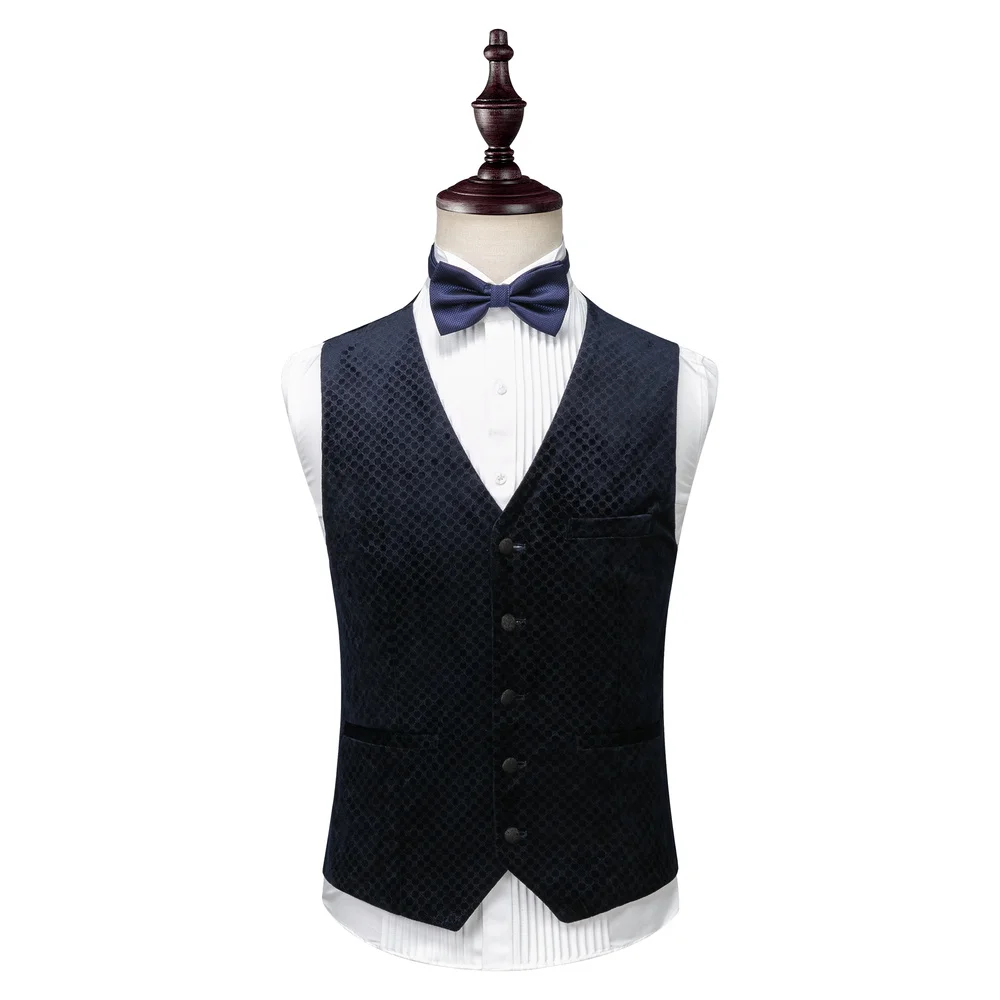 New Shawl Collar Male Velvet Suit Navy Blue Wedding Suits For Men Slim Fit Suit Male Elegant Prom 3-piece set Jacket Pants Vest
