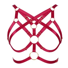 Топ Бюстгальтер Плюс Размеры тела клетке белье Эластичный пояс Пентаграмма Панк подвязка в готическом стиле открытые пикантные Для женщин фестивальный рейв