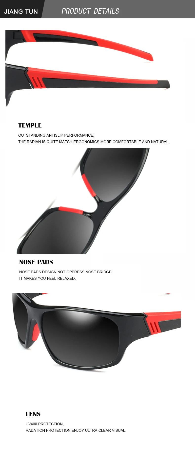 JIANGTUN BrandTR90 поляризованных солнцезащитных очков Для мужчин спортивные мужские водительские очки UV400 солнцезащитные очки для мужчин