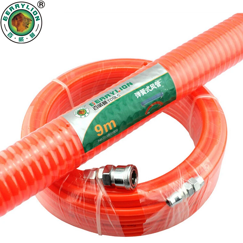 Air Compressor Hose 6/9/12/15/20/30M Polyurethane With Pneumatic Components Spring Tube Portable Coupler PP20+SP20 | Обустройство