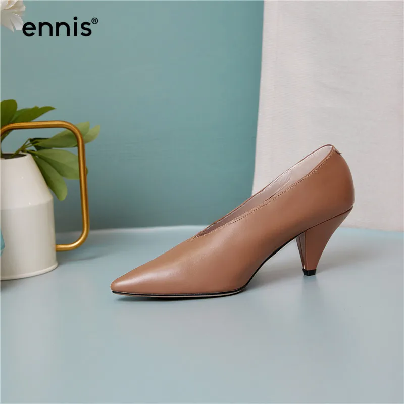ENNIS/ г., туфли-лодочки на высоком каблуке-шпильке женская обувь Туфли-лодочки из натуральной кожи женские неглубокие повседневные туфли модные демисезонные Туфли на каблуке, P947