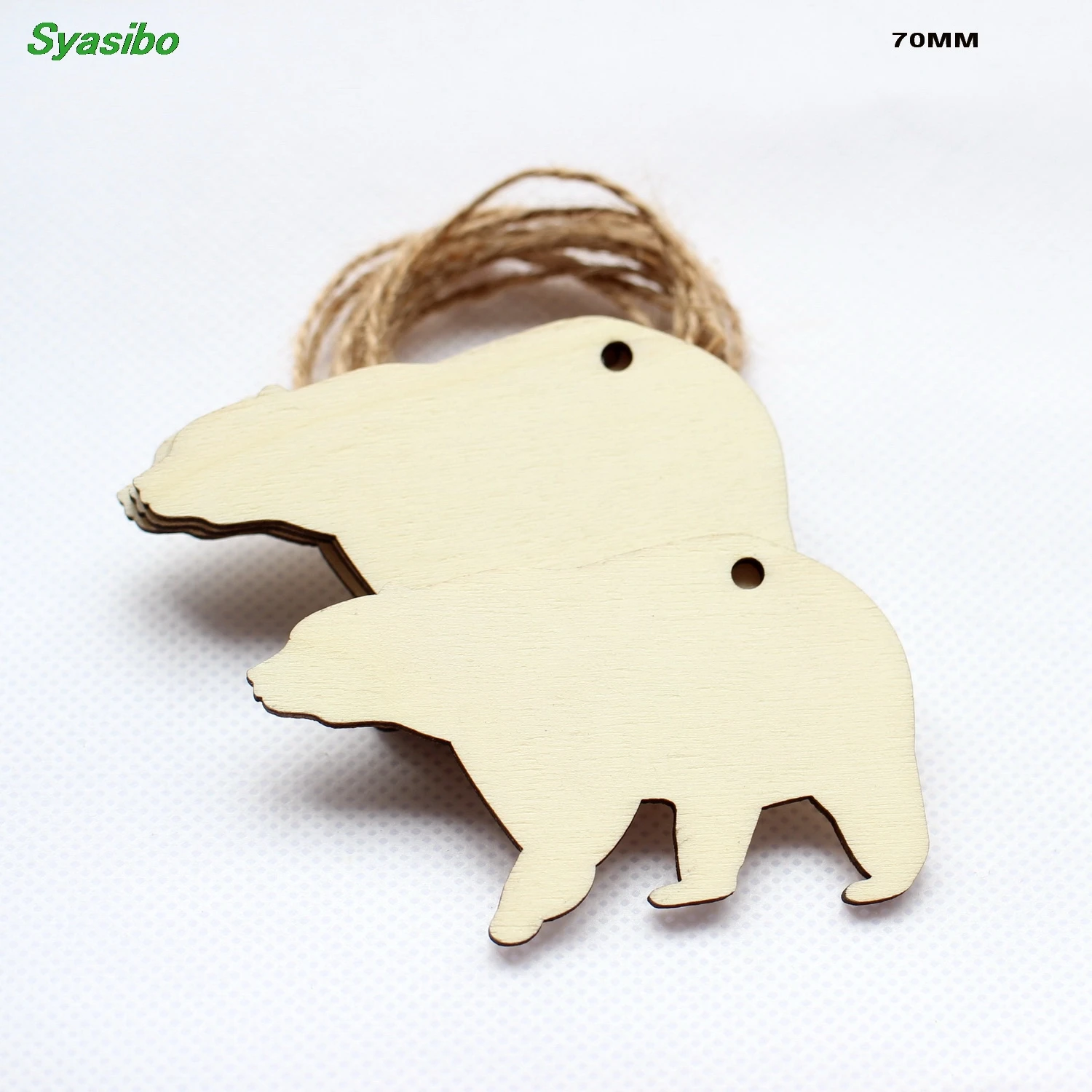 

(14pcs/lot) 70mm Natural Blank Wooden Bear Tags Party Oraments Rustic Wood Bear Mama Keychains Supplies Craft 2.8"-CT1529A