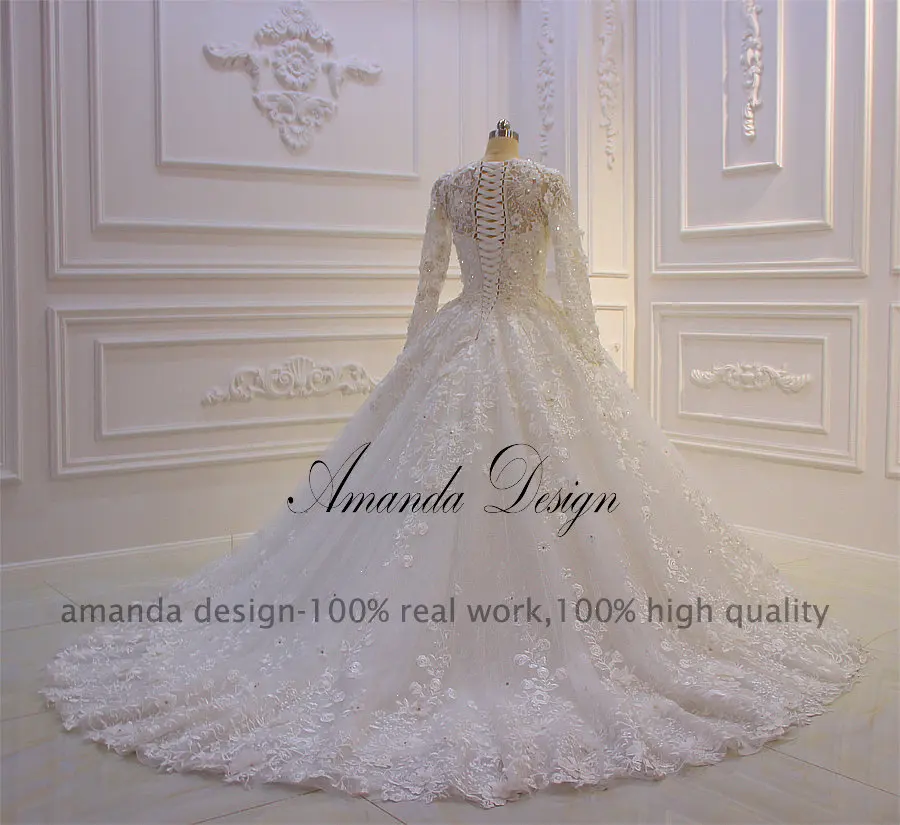 Свадебное платье с длинным рукавом и кружевом свадебное Платье Amanda Design robe de mariee