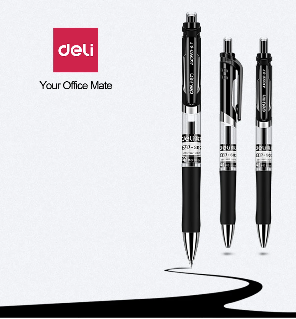 Deli 0,7 мм Классический пресс пружинный стиль шариковая гелевая чернильная ручка с заправкой для школы, офиса, канцелярские принадлежности