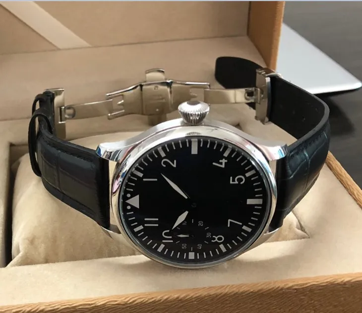 

Sapphire crystal or mineral glass PARNIS Asian 6497 Mechanical Hand Wind movement men's watch luminous butterfly buckle 307-g8