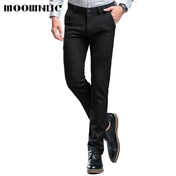 

Suit Pants Gentleman Autumn Winter MOOWNUC Fashion Casual Men Pant Trousers Lattice Slim Fit Business Youth Men MWC Straight