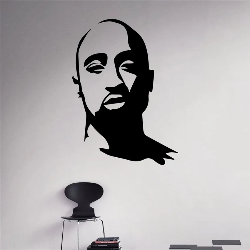 2pac стены Стикеры для телефона с изображением Тупака Амару Шакура настенные виниловые обои, Стикеры реперские кепки в стиле хип-хоп домашний интерьер спальни декора стены дизайн# M121