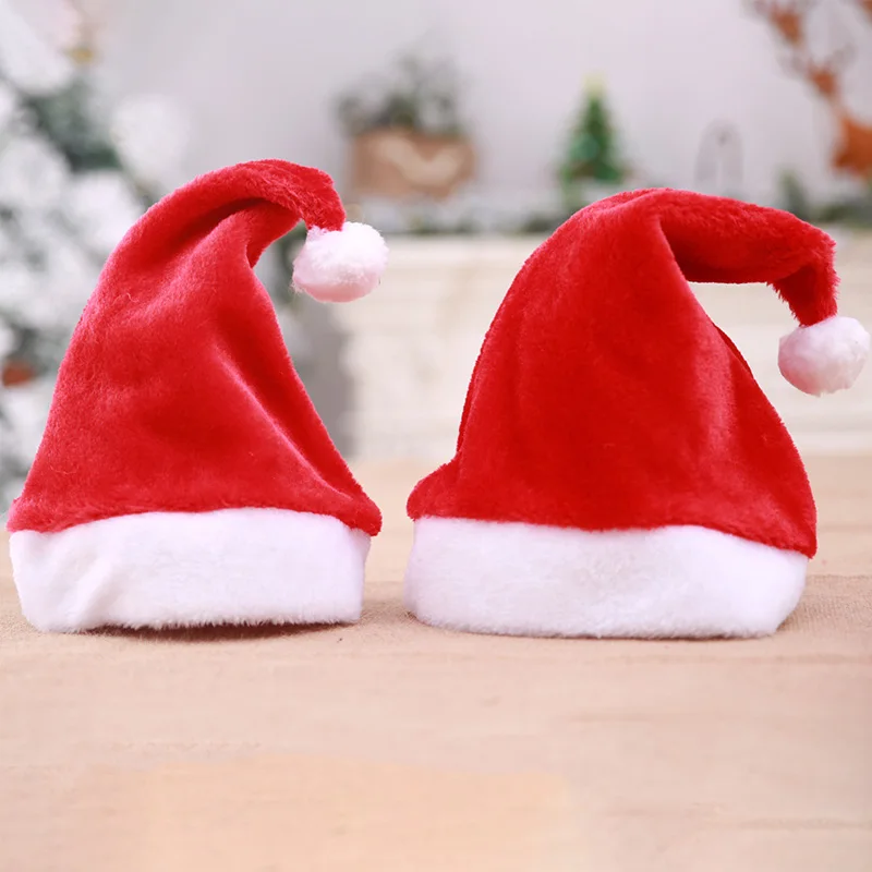 1Pcs Soft Plush Adult Christmas Hats Santa Claus Hats Child Cap Christmas Oranments For Home Party Decoration