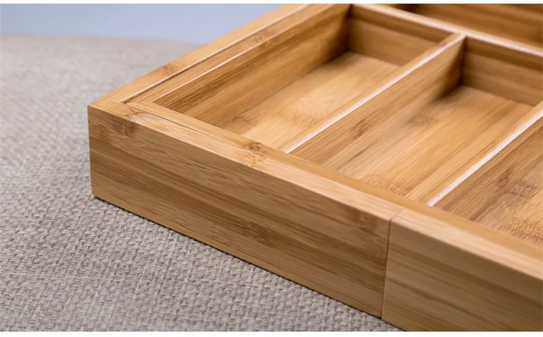 Бамбуковый Регулируемый ящик для хранения мелочей, эко деревянный офисный Органайзер, многоцелевой домашний декор, ящик, кухонные держатели для посуды