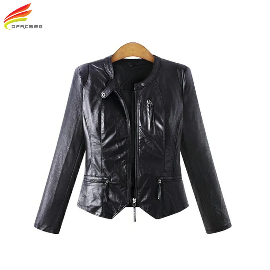 Winter Women PU Leather Jackets Casual Big Size Outerwear Black Long Sleeve Women Basic Jacket Coats Plus Size Women Clothing