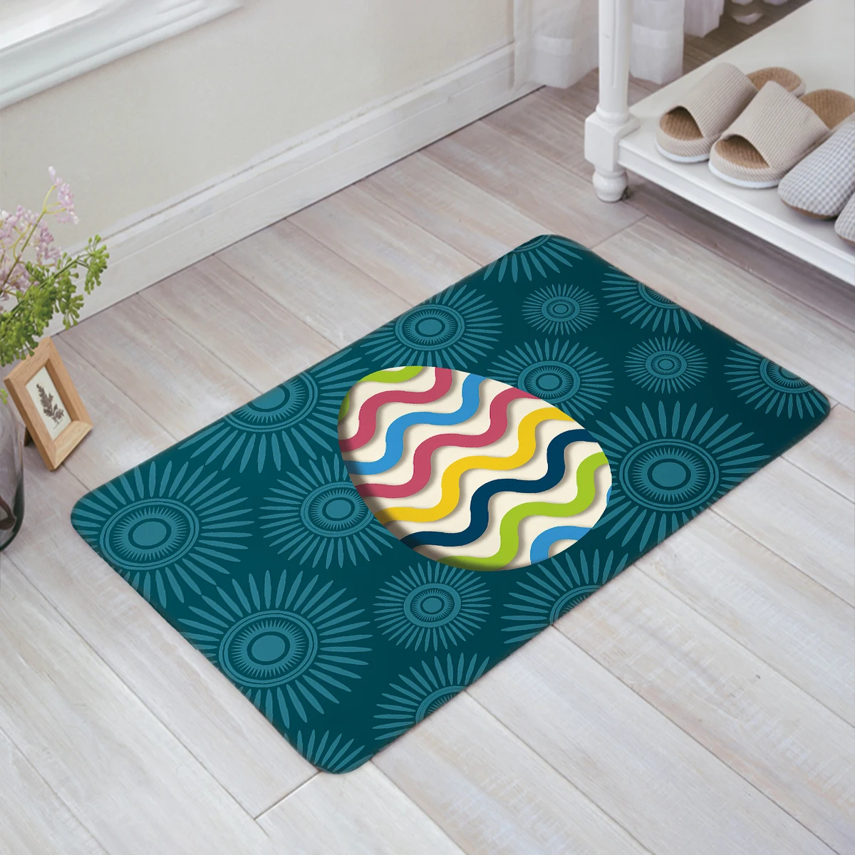 Multicolor Easter Eggs Bath Rugs Non Slip Rectangle Floor Entryways
