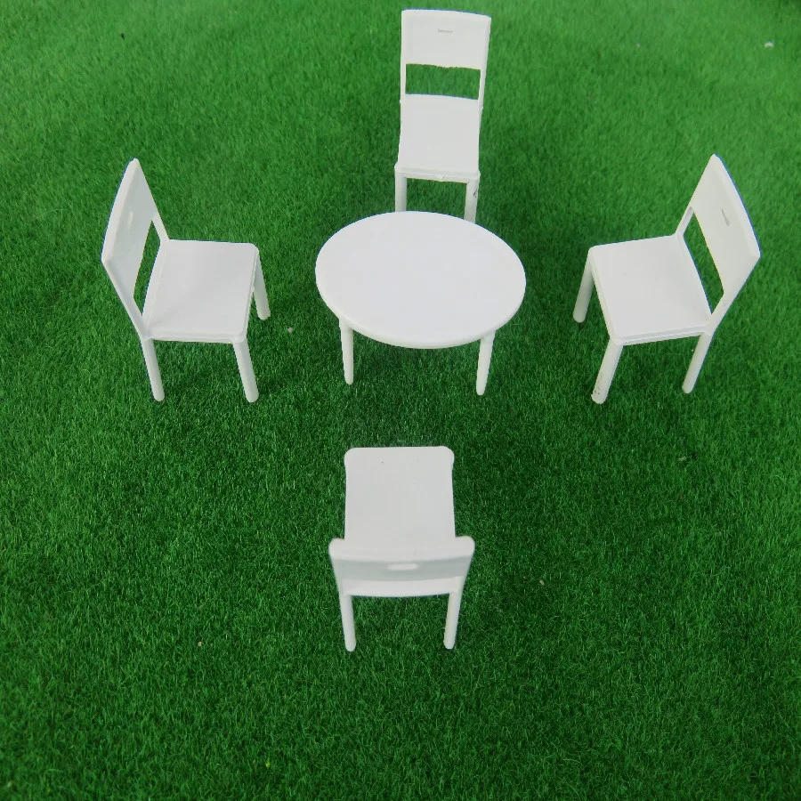 Goedkoop 5 sets stoel en tafel set 150 schaal plastic miniatuur handmake Model DIY BuildingProduction Materialen Indoor Meubelen