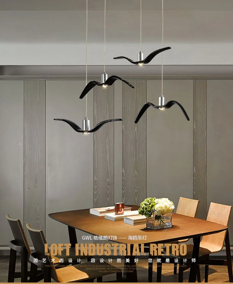 Скандинавский дизайн чайки светодиодные люстры для бара/кухни птицы Люстра Потолочный акриловый Блеск подвесной светильник