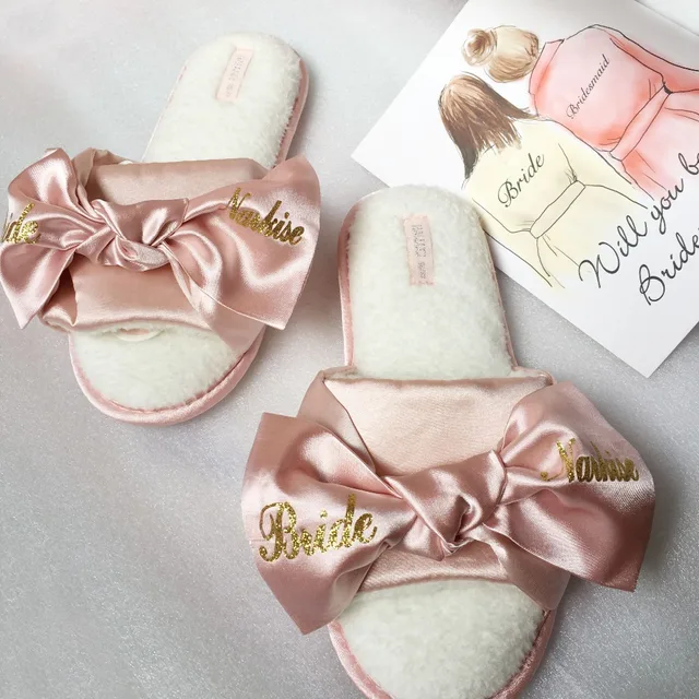 4pairs Lot Printing Logo Pink Dark Blue Bride Satin Slippers Wedding 4pairs Lot Printing Logo Pink Dark Blue Bride Satin Slippers Wedding Bridal Hen Party Gifts Personalized