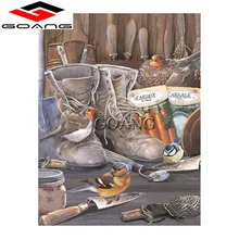 GOANG с ботинками, птицами, алмазная вышивка крестиком, квадратная Алмазная вышивка с Носорогом изготовленный на заказ Алмазная вышивка украшение помещения