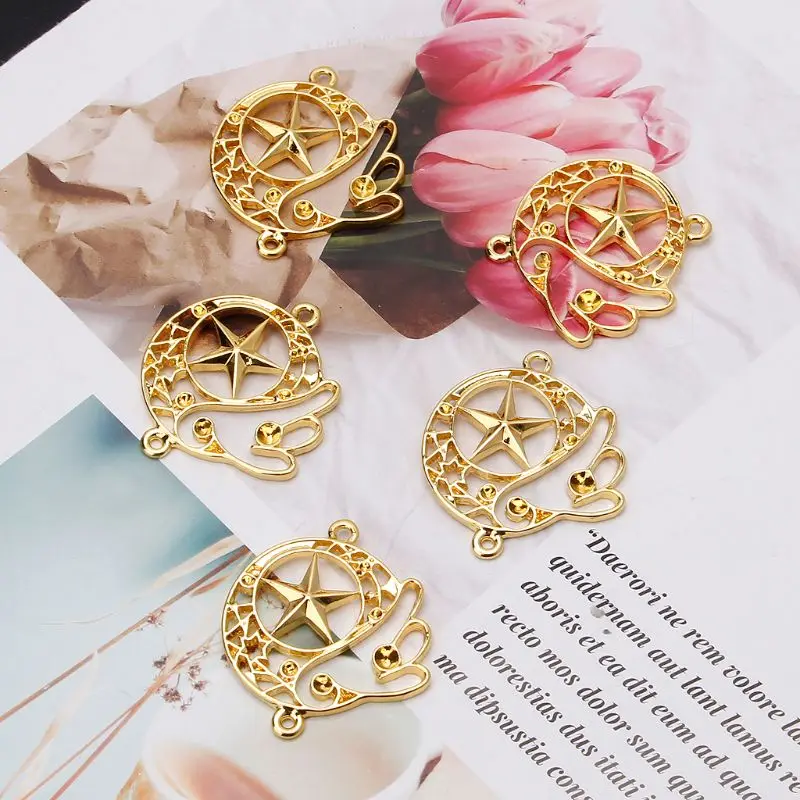 5Pcs Magic Wing Star Blank Resin Frame Pendant Open Bezel Setting Jewelry Making