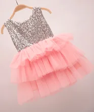 Sleeveless bows Baby girls summer sequined tutu ball gowns wedding dress children's summer sequin party dress wear[dejorchicoco]