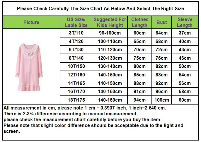 Lovely princess nightgowns for girls sleepwear dress teen girls pajamas lace bowknot dress SIZE