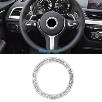 

SENZEAL Imitation Crystal Car Steering Wheel Emblem Decoration Wheel Hub Cover Logo Sticker Styling BMW Universal 3 4 5 Series
