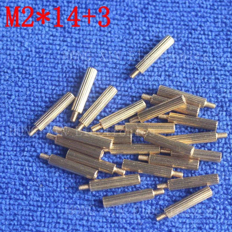 M2*14+3 10Pcs brass Standoff 14mm Spacer Standard Male Female brass