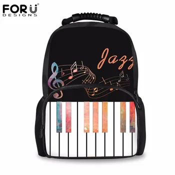 

FORUDESIGNS Brand Stylish Travel Large Capacity Backpack Men Piano with Music Note Pattern Student School Backpacks Kids Mochila