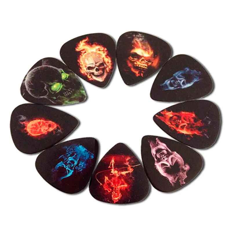 

100pcs skull 9designs celluloid guitar pick with double sides color printing