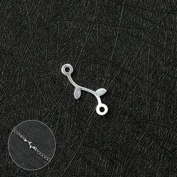 

5pcs 18mm 925 sterling silver small branches double ring Connectors olive branch shape Connectors Necklace bracelet accessories