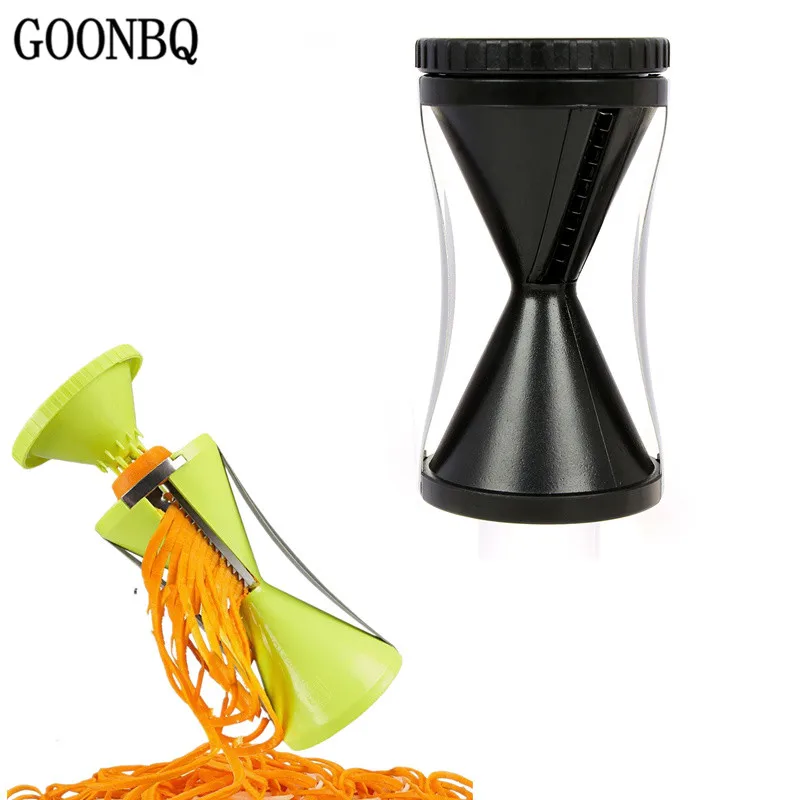 

GOONBQ 1pc Spiral Vegetable Slicer ABS+Stainless Steel Carrot Cucumber Courgette Spiral Cutter Spaghetti Tool Kitchen Gadget
