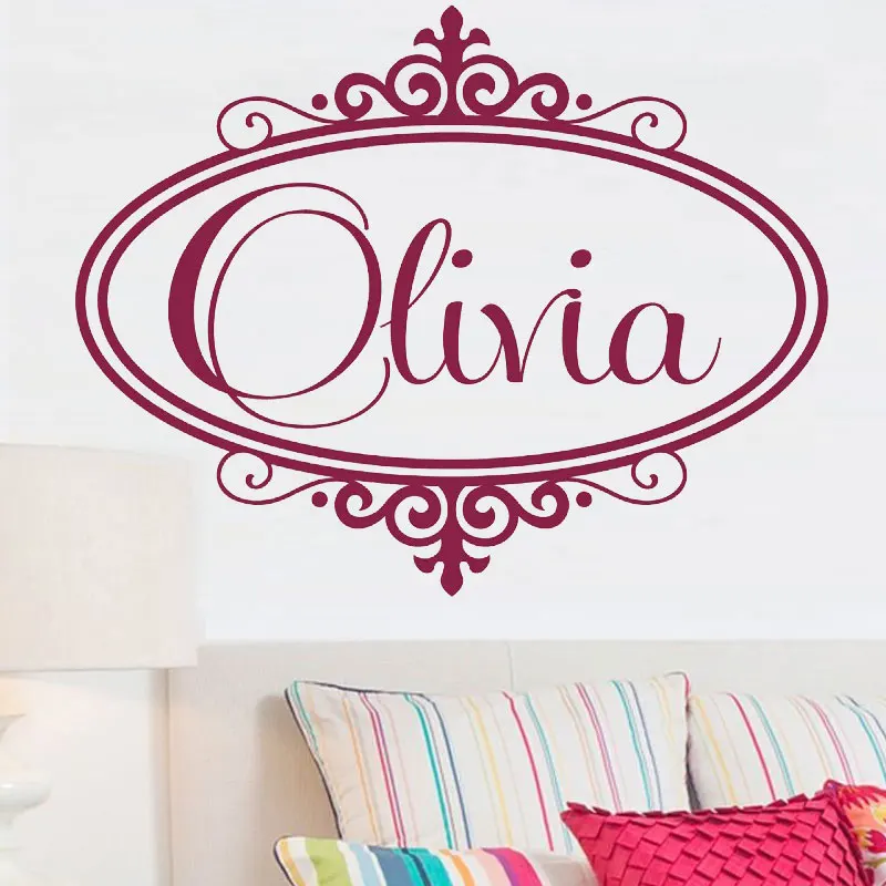 

Customizable name mirror pattern vinyl wall applique boy girl children room home decoration wallpaper art mural DZ09
