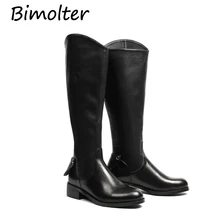 Bimolter High Quality Mid-Calf High Boots Women Soft Genuine Leather Knee Winter Boots Comfortable Women Long Boots Shoes NA018 genuine leather women winter boots brand women winter shoes natural wool warmful plush high quality knee high boots xammep