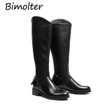 

Bimolter High Quality Mid-Calf High Boots Women Soft Genuine Leather Knee Winter Boots Comfortable Women Long Boots Shoes NA018